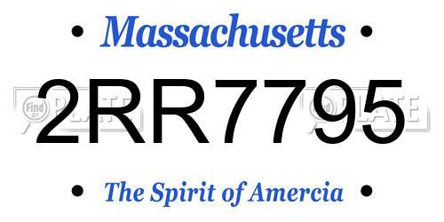 2RR7795 Massachusetts License Plate