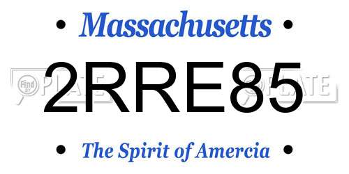 2RRE85 Massachusetts License Plate