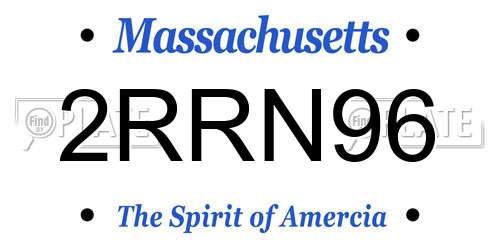 2RRN96 Massachusetts License Plate
