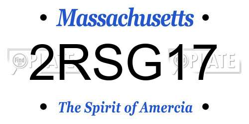 2RSG17 Massachusetts License Plate