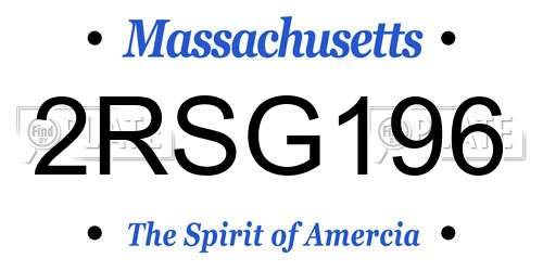 2RSG196 Massachusetts License Plate