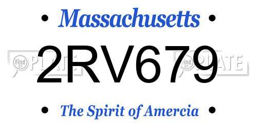 2RV679 Massachusetts License Plate