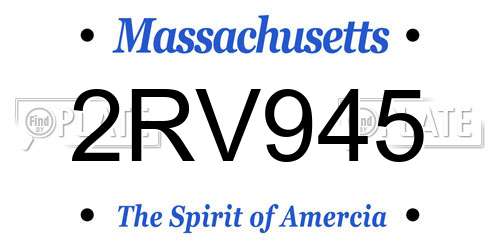 2RV945 Massachusetts License Plate