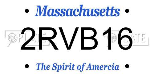 2RVB16 Massachusetts License Plate