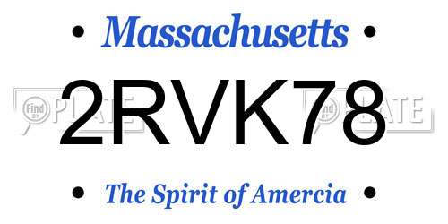 2RVK78 Massachusetts License Plate