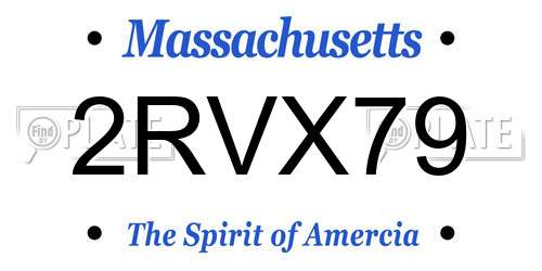 2RVX79 Massachusetts License Plate