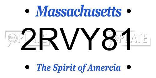 2RVY81 Massachusetts License Plate