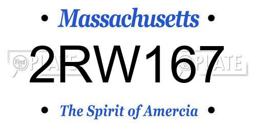 2RW167 Massachusetts License Plate