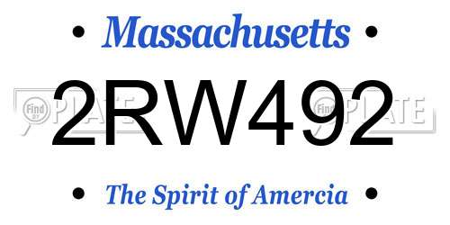 2RW492 Massachusetts License Plate