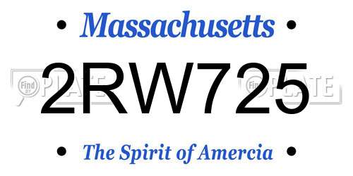 2RW725 Massachusetts License Plate