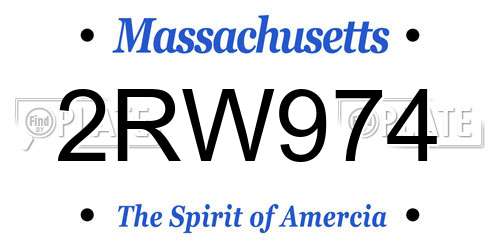 2RW974 Massachusetts License Plate
