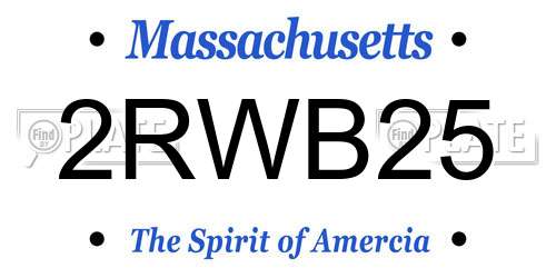 2RWB25 Massachusetts License Plate