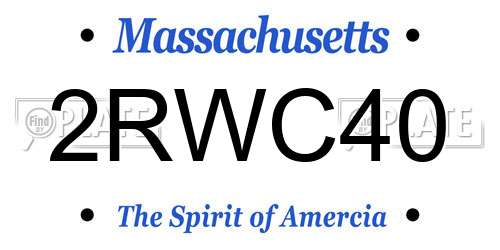 2RWC40 Massachusetts License Plate