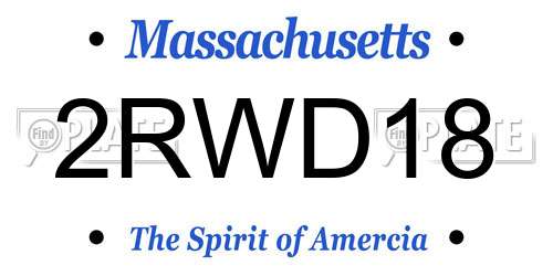 2RWD18 Massachusetts License Plate