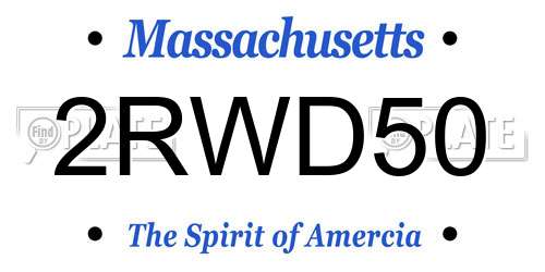 2RWD50 Massachusetts License Plate