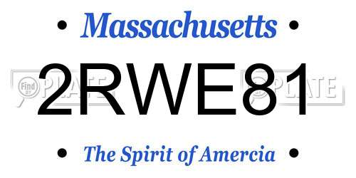 2RWE81 Massachusetts License Plate