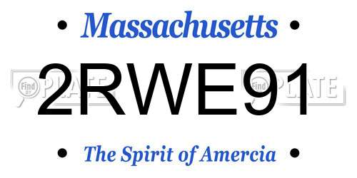 2RWE91 Massachusetts License Plate