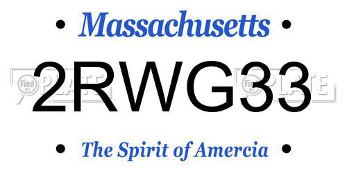 2RWG33 Massachusetts License Plate