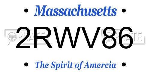 2RWV86 Massachusetts License Plate