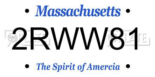 2RWW81 Massachusetts License Plate