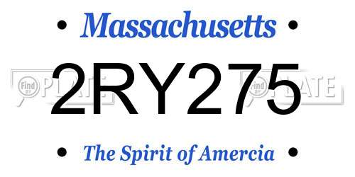2RY275 Massachusetts License Plate