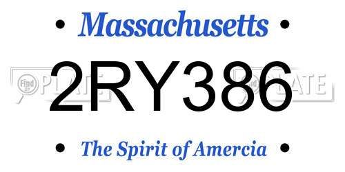 2RY386 Massachusetts License Plate