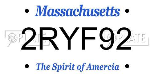 2RYF92 Massachusetts License Plate