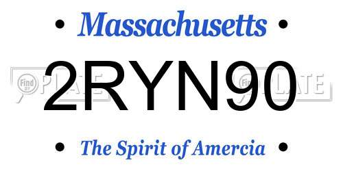 2RYN90 Massachusetts License Plate