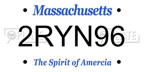 2RYN96 Massachusetts License Plate