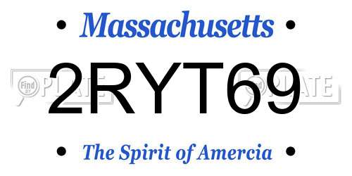 2RYT69 Massachusetts License Plate