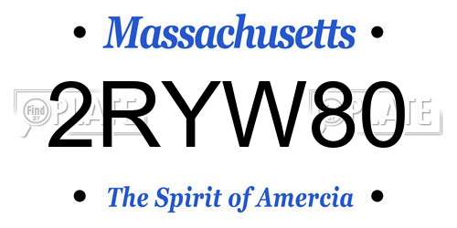 2RYW80 Massachusetts License Plate