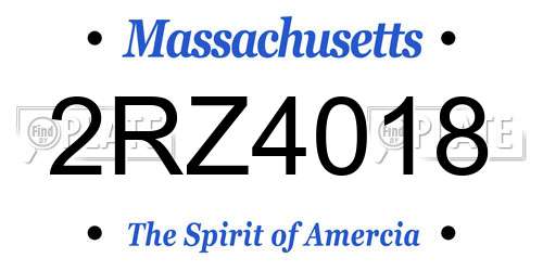 2RZ4018 Massachusetts License Plate