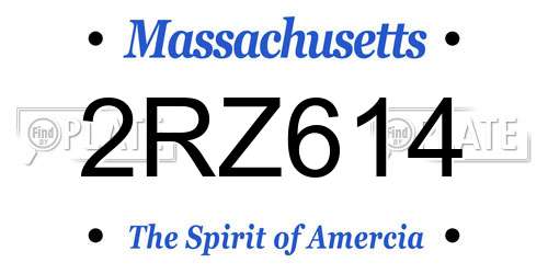 2RZ614 Massachusetts License Plate