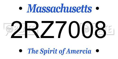 2RZ7008 Massachusetts License Plate