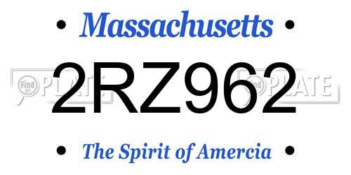 2RZ962 Massachusetts License Plate