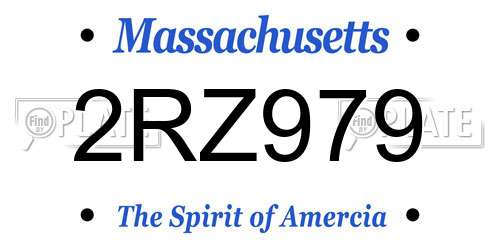 2RZ979 Massachusetts License Plate