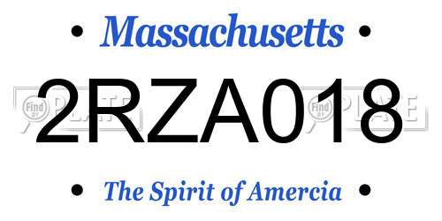 2RZA018 Massachusetts License Plate