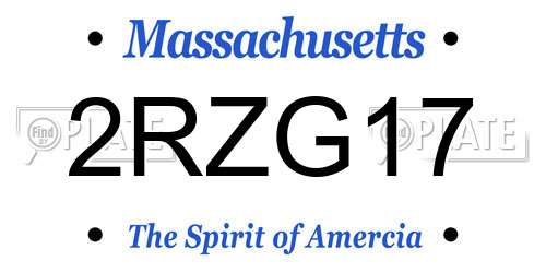 2RZG17 Massachusetts License Plate