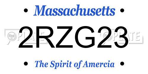 2RZG23 Massachusetts License Plate