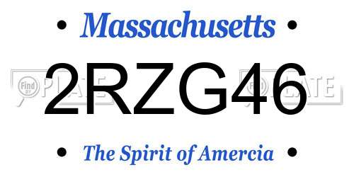 2RZG46 Massachusetts License Plate
