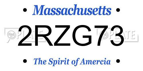 2RZG73 Massachusetts License Plate