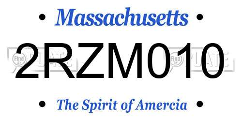 2RZM010 Massachusetts License Plate