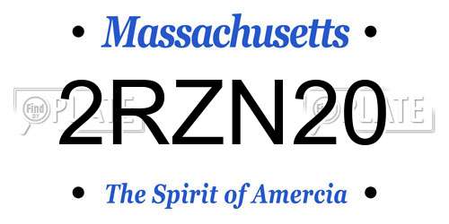 2RZN20 Massachusetts License Plate