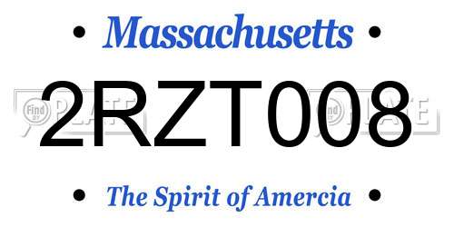 2RZT008 Massachusetts License Plate