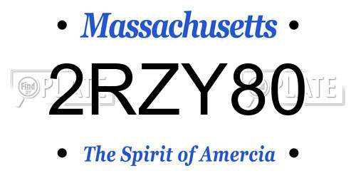 2RZY80 Massachusetts License Plate