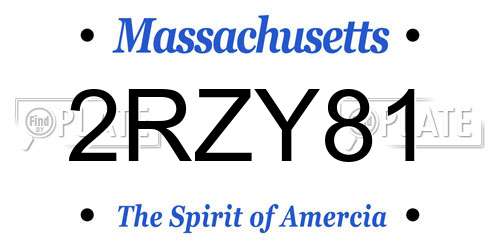 2RZY81 Massachusetts License Plate