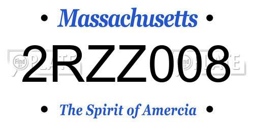 2RZZ008 Massachusetts License Plate