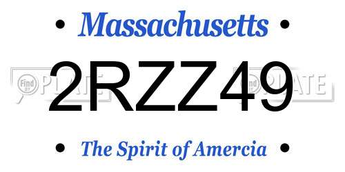 2RZZ49 Massachusetts License Plate