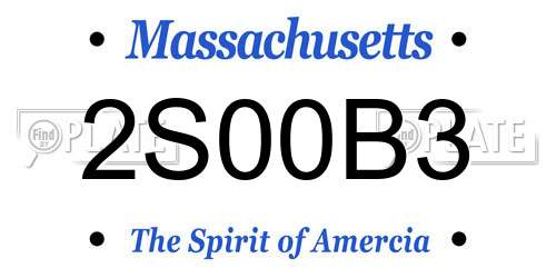 2S00B3 Massachusetts License Plate