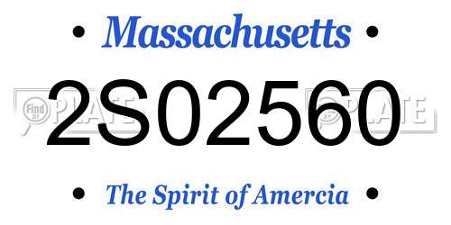 2S02560 Massachusetts License Plate
